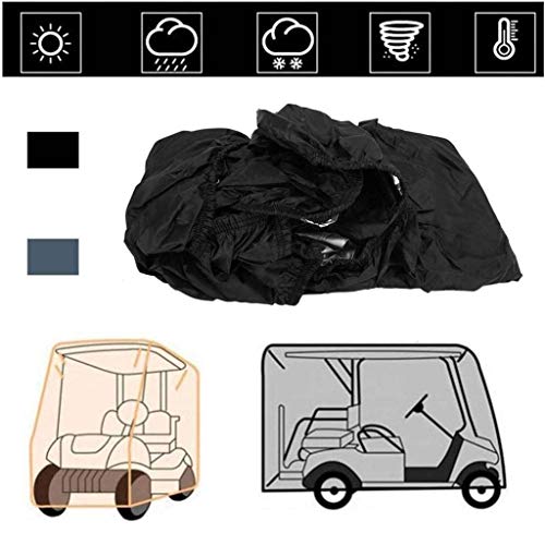 SHUI Cubierta Funda para Buggy Carro De Golf Polvo Impermeable, Cubierta De Carro De Revestimiento De PVC Adicional para EZ GO, Coche Club, Yamaha, Plata-M: 275 * 122 * 168cm-Negro