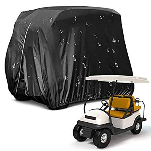 SHUI Cubierta Funda para Buggy Carro De Golf Polvo Impermeable, Cubierta De Carro De Revestimiento De PVC Adicional para EZ GO, Coche Club, Yamaha, Plata-M: 275 * 122 * 168cm-Negro