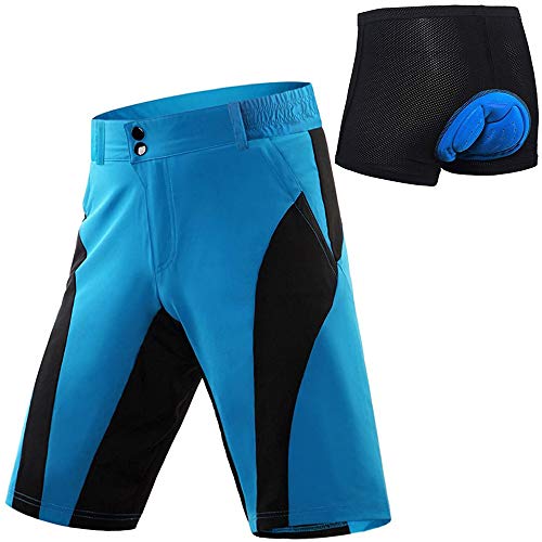 SHUIBIAN Pantalon Corto Ciclismo Hombre Pantalon MTB Pantalones Ciclista Acolchado con Calzoncillos Ciclismo con Badana