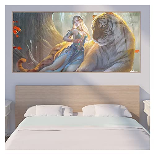 SIDIAN Graffiti Art Tiger Girl Posters E Impresiones Lienzo De Gran TamañO Arte De La Pared Acuarela Pinturas De Animales Salon De Estar Decoracion De La Pared Cuadros 160x80cm Sin Marco