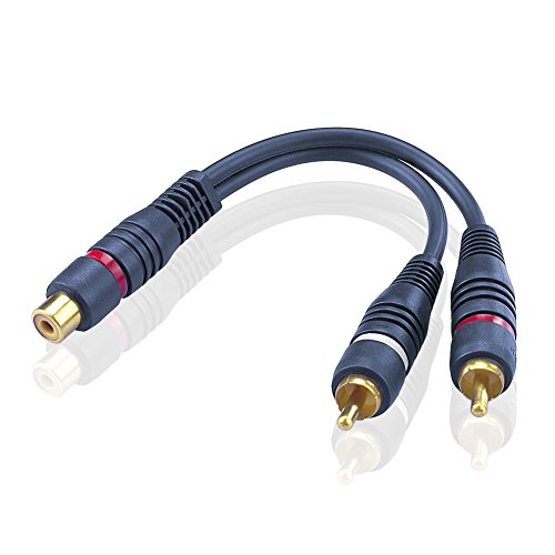 SIENOC 2X RCA Hembra a Doble RCA Macho 15cm Adaptador de Cable de Audio (Azul Marino)