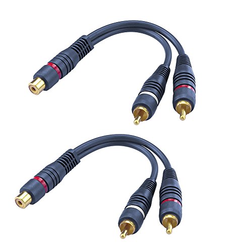 SIENOC 2X RCA Hembra a Doble RCA Macho 15cm Adaptador de Cable de Audio (Azul Marino)