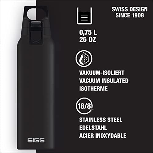 SIGG Hot & Cold ONE Black Botella térmica (0.5 L), cantimplora térmica aislante sin sustancias nocivas, botella de acero inoxidable para usar con una mano