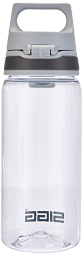 SIGG Total Clear ONE Anthracite Botella cantimplora (0.5 L), botella hermética sin sustancias nocivas, botella transparente y ligera de plástico tritán