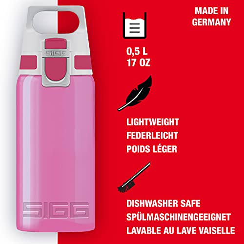 SIGG VIVA ONE Berry Cantimplora infantil (0.5 L), botella transparente sin sustancias nocivas y con tapa hermética, cantimplora para niños para usar con una mano