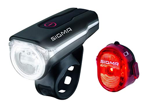 Sigma Sport Aura 60 Set de Luz Delantera y Trasera, Unisex Adulto, Negro/Rojo, Talla Única