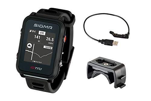 Sigma Sport ID.Tri Reloj de triatlón con características de Entrenamiento y competición, navegación, notificaciones Inteligentes, Ligero y a Prueba de Agua, Incl. Soporte de Bicicleta, Black,