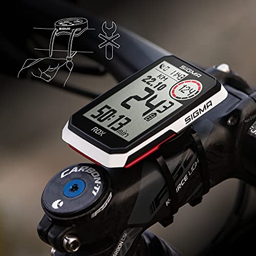 SIGMA SPORT ROX 4.0 Blanco | Ciclocomputador inalámbrico GPS y navegación, con soporte GPS | Navegación GPS en exteriores con altimetría