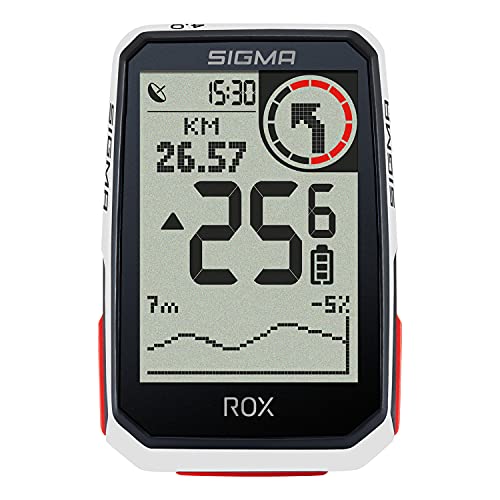 SIGMA SPORT ROX 4.0 Blanco | Ciclocomputador inalámbrico GPS y navegación, con soporte GPS | Navegación GPS en exteriores con altimetría