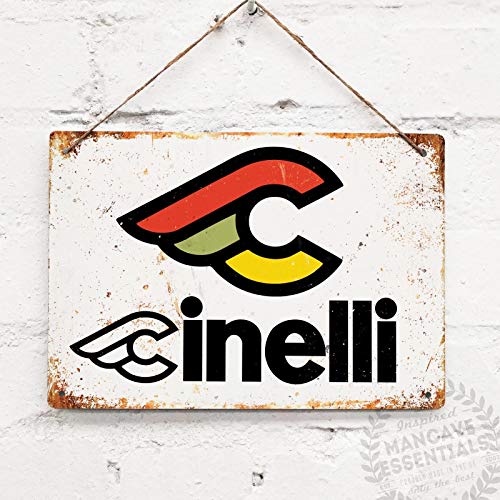 SIGNCHAT Cinelli Wings - Placa metálica Decorativa de Metal para Bicicleta, diseño Vintage de alas de Bicicleta, 20 x 30 cm