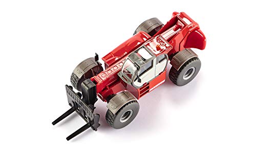 siku 3507 Cargadora telescópica Manitou MHT 10230 con 3 palés, 1:50, Metal/Plástico, Rojo