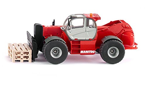 siku 3507 Cargadora telescópica Manitou MHT 10230 con 3 palés, 1:50, Metal/Plástico, Rojo