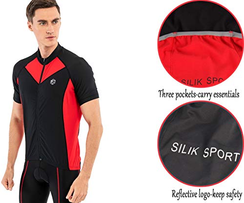 SILIK Camisas de Ciclismo de Carretera para Hombre Ciclismo de Carretera de Manga Corta de montaña Transpirable de Secado rápido Tops