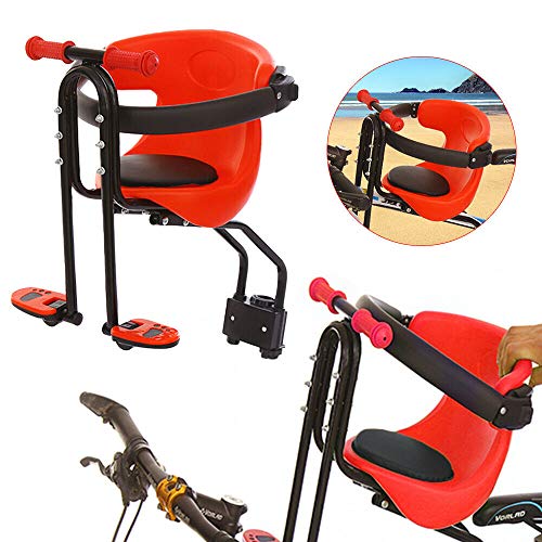 Sillas de bicicletas para niños, Asiento de Bicicleta para niños Desmontables Asientos Delanteros para Bicicletas de montaña rojo para tija de sillín de 31,8 mm