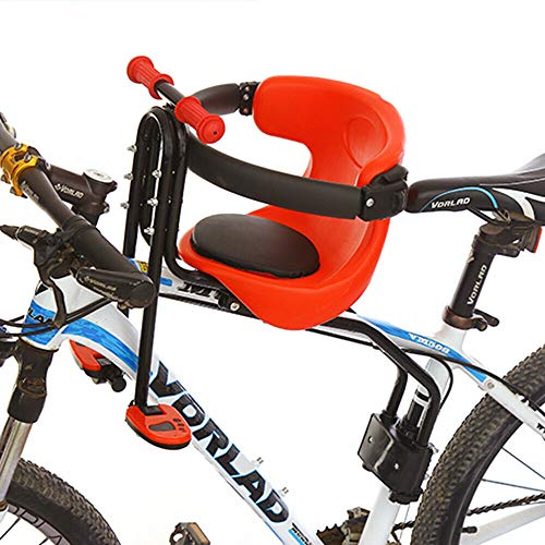 Sillas de bicicletas para niños, Asiento de Bicicleta para niños Desmontables Asientos Delanteros para Bicicletas de montaña rojo para tija de sillín de 31,8 mm