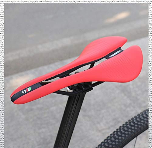 Sillín de Bici de Gel, Cómodo Ergonómico Impermeable Transpirable Asiento de Bicicleta cómodo de Larga Distancia sillín de Bicicleta de montaña Ultraligero sillín de Bicicleta de Carretera Rojo
