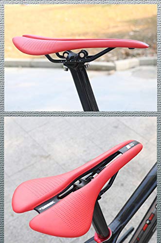 Sillín de Bici de Gel, Cómodo Ergonómico Impermeable Transpirable Asiento de Bicicleta cómodo de Larga Distancia sillín de Bicicleta de montaña Ultraligero sillín de Bicicleta de Carretera Rojo