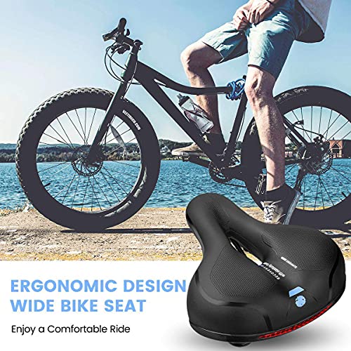 Sillín de Bicicleta, Asiento de Bici de Espuma Viscoelástica de Rebote,Asiento de Bicicleta de Gel Hueco y Ergonómico,25*21cm Impermeable y Transpirable Sillín de Ciclismo con Marca Reflectante