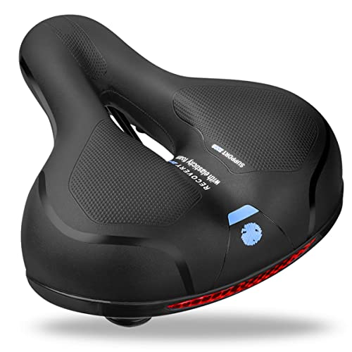 Sillín de Bicicleta, Asiento de Bici de Espuma Viscoelástica de Rebote,Asiento de Bicicleta de Gel Hueco y Ergonómico,25*21cm Impermeable y Transpirable Sillín de Ciclismo con Marca Reflectante