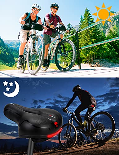 Sillín de Bicicleta, Hueco ergonómico Asiento de Bicicleta Amplio y cómodo Asiento de Ciclismo con Tira Reflectante reemplazo para MTB, Bicicleta estática y Bicicletas de Carretera