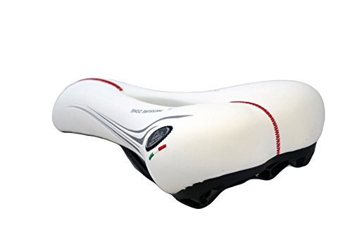 Sillín de bicicleta sillín de bicicleta de montaña para mujer de piel para hombre estilo retro KOSMOS XC2008 testa Di Moro para bicicleta de montaña ruedas City trekking - fabricado en Italia blanco