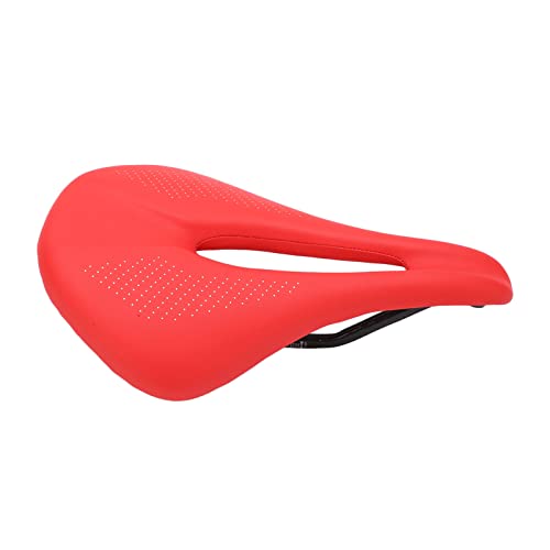 Sillín de Cuero de Fibra de Carbono, Asiento Delantero de Cuero Ultra Ancho Cojín Suave para Bicicleta de Carretera para Bicicleta MTB para Tijas de Sillín con Clip para Tijas de Sillín de(rojo)