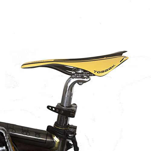 Sillín ligero de carbono completo compatible con bicicletas plegables Brompton Dahon Tern NEGRO AMARILLO