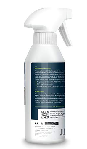 simprax® Spray impermeabilizante textil Spray-On, 250 ml, producto impermeabilizante, textiles funcionales para exteriores, tejido Gore-Tex Sympatex Softshell