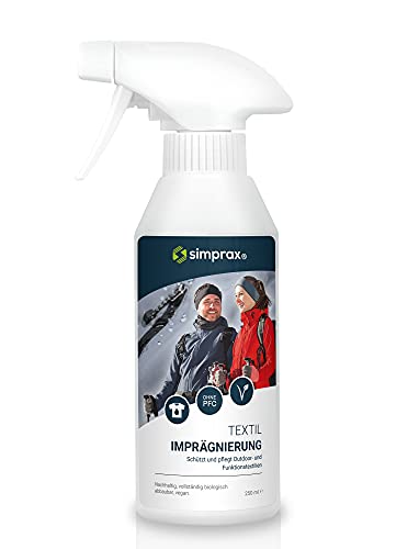 simprax® Spray impermeabilizante textil Spray-On, 250 ml, producto impermeabilizante, textiles funcionales para exteriores, tejido Gore-Tex Sympatex Softshell