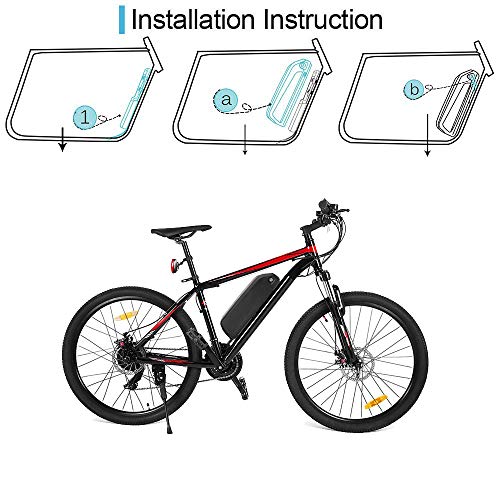 Sinbide 36V/48V Batería de Bicicleta Eléctrica, 10Ah/13Ah/17Ah Ebike Batería de Litio Reemplazada Batería Hailong, con Puerto USB Cargador Cerradura Antirrobo Motor 250-1000W (48V, 17Ah)