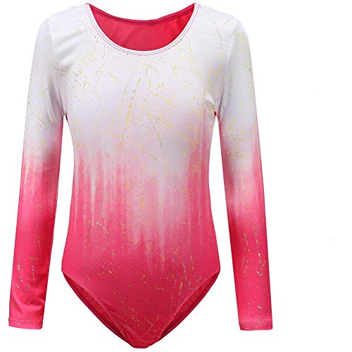 Sinoem Maillot de Gimnasia Leotardos Danza Ballet de sin Mangas 2-10 Años para Niña (Rosa -Manga Larga, 5-6 Años)