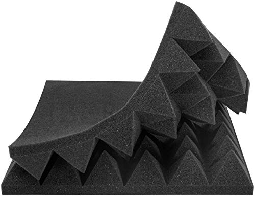SK Studio Paquete de 12 Insonorizacion Pirámide Espuma Absorcion Aislamiento Acustica Paneles Tratamiento 30x30x2.5cm, Negro