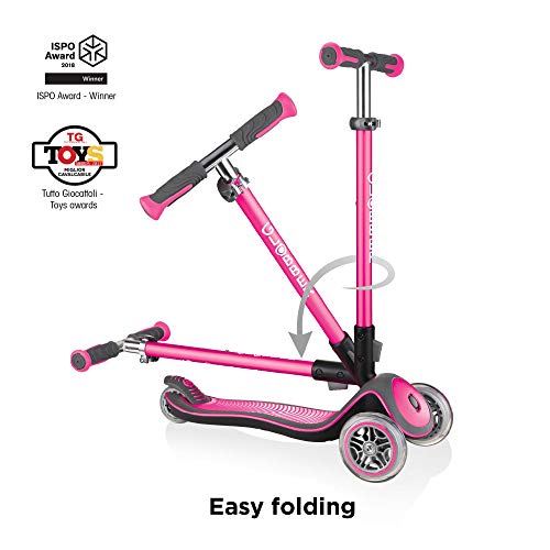 Sk8teforyou Bicicleta Infantil Unisex para niños Globber Elite Lights Deluxe, Rosa, 1 Talla