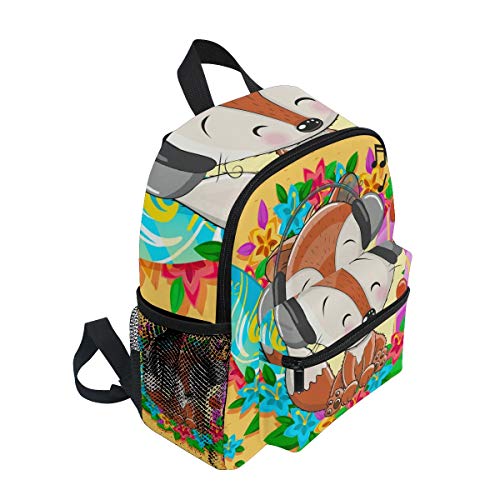 Skate Music Fox Mochila para Preescolar Toddler Kids Estudiante Mochilas para Infantiles 2-7 Años Niñas Niños