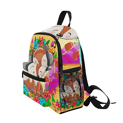 Skate Music Fox Mochila para Preescolar Toddler Kids Estudiante Mochilas para Infantiles 2-7 Años Niñas Niños