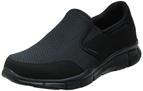 Skechers Equalizer-Persistent, Zapatillas sin Cordones Hombre, Negro BBK Black Mesh Duraleather Trim, 43 EU