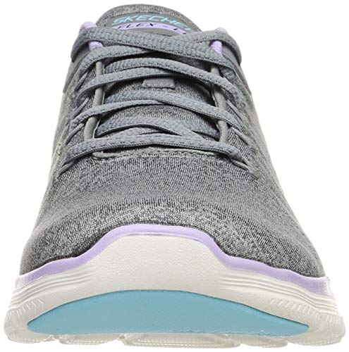 Skechers Flex Appeal 4.0 Brilliant View, Zapatillas Mujer, Gris (Gray/Lavender), 36 EU