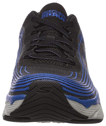 Skechers MAX Cushioning Elite-Brilliant, Sneaker Hombre, Black Black Textile Blue Synthetic Trim Bkbl, 50.5 EU