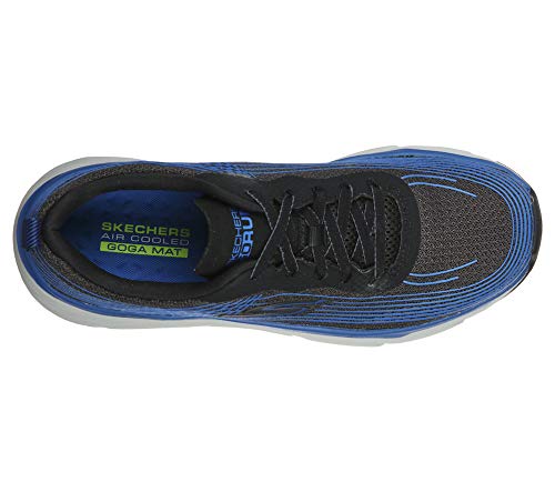 Skechers MAX Cushioning Elite-Brilliant, Sneaker Hombre, Black Black Textile Blue Synthetic Trim Bkbl, 50.5 EU