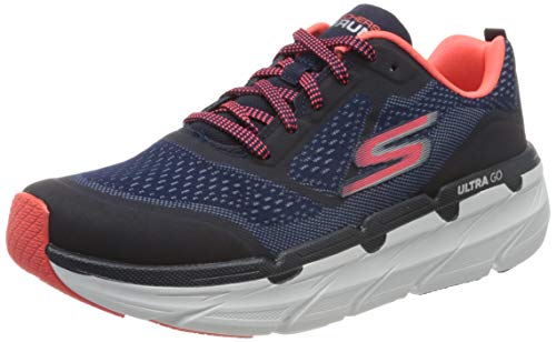 Skechers Max Cushioning Premier, Zapatillas sin cordones Mujer, Azul (Nvy Textil Sintético Pnk Trim Nvpk), 38 EU