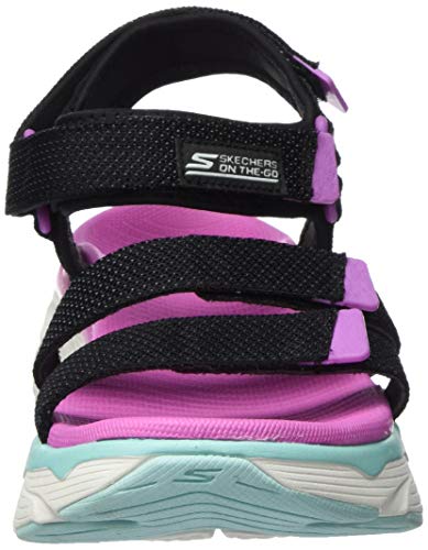 Skechers MAX Cushioning, Sandalias de Talón Abierto Mujer, Negro (Black/Multi Textile Bkmt), 38 EU