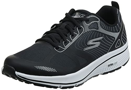 Skechers Performance Go Run Consistent-Fleet Rush, Zapatillas Hombre, Negro (BKW Black Synthetic/Textile/White Trim), 45.5 EU