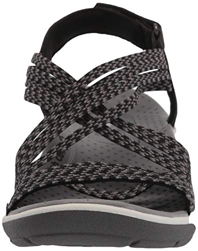 Skechers Reggae Cup-Oh, Snap, Sandalias de Punta Descubierta Mujer, Negro (BLK Black & Grey Gore), 41 EU