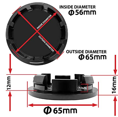 SkinoEu 4 x 65mm Tapas de Rueda de Centro Centrales Llantas Aluminio Compatibles con Tapacubos Número de Pieza 3B7601171 / 6U7601171 Negro Plata Cráneo CV 36