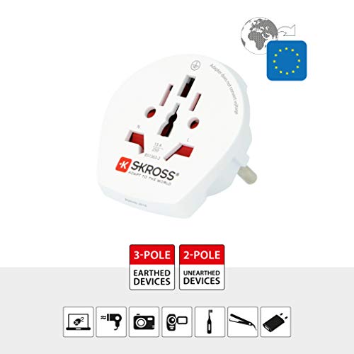 Skross Single Travel Adapter - Europe - Inversor de corriente, color blanco