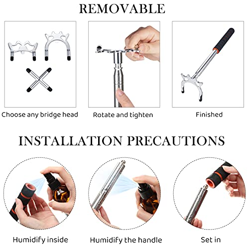 Skylety Puente Retráctil para Tacos de Billar con 3 Piezas de Cabezas Extraíbles de Puente de Latón,Accesorio de Taco de Billar para Mesa de Billar (Plata)