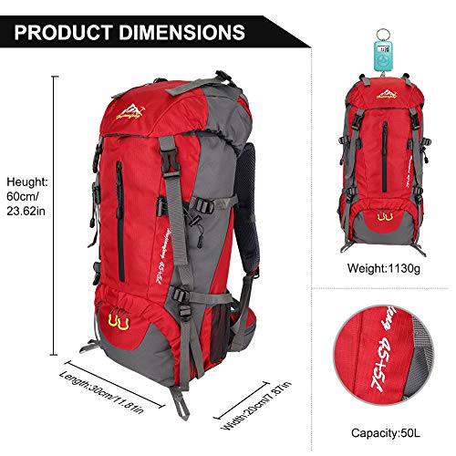 SKYSPER 50L Mochilas de Senderismo al Aire Libre Mochila de Senderismo Macutos Impermeable Ergonómica para Viajes Excursiones Acampadas Trekking