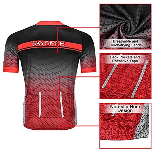 SKYSPER Ciclismo Maillot Hombres Jersey + Pantalones Cortos Culote Mangas Cortas de Ciclismo Conjunto Ropa Equipacion 3D Gel Acolchado Transpirable Verano para Deportes al Aire Libre Ciclo Bicicleta