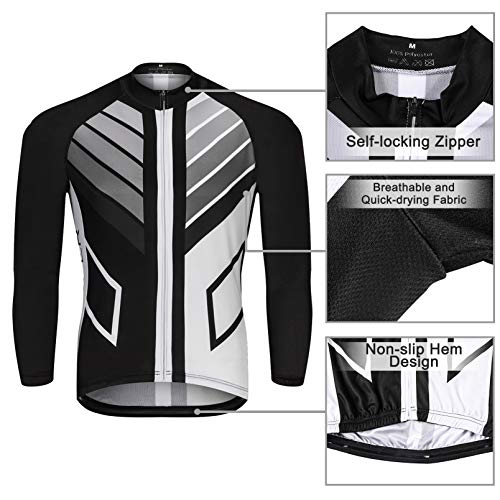 SKYSPER Ciclismo Maillot Hombres Jersey + Pantalones Largos Culote Mangas Largas de Ciclismo Conjunto de Ropa Maillot Entretiempo para Deportes al Aire Libre Ciclo Bicicleta