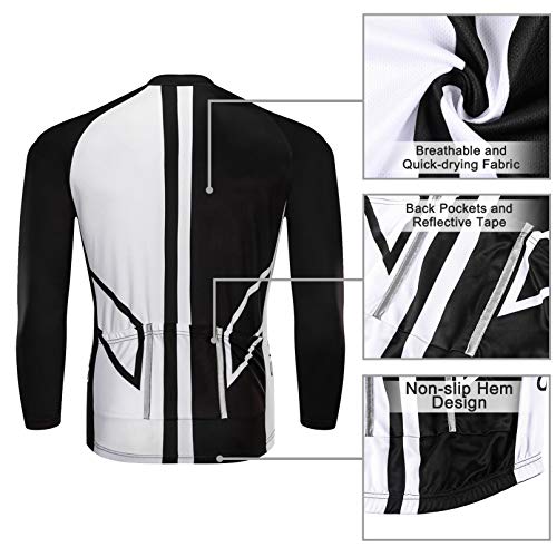 SKYSPER Ciclismo Maillot Hombres Jersey + Pantalones Largos Culote Mangas Largas de Ciclismo Conjunto de Ropa Maillot Entretiempo para Deportes al Aire Libre Ciclo Bicicleta